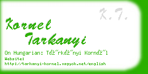 kornel tarkanyi business card